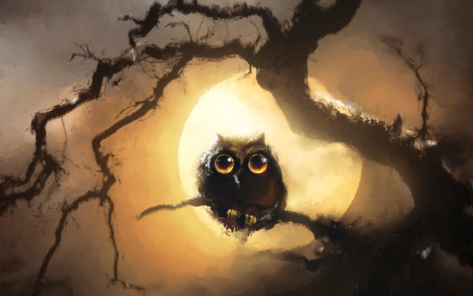 Wallpaper Of Artistic, Bird, Moon, Owl Background & - Owl Art Wallpaper Cute , HD Wallpaper & Backgrounds