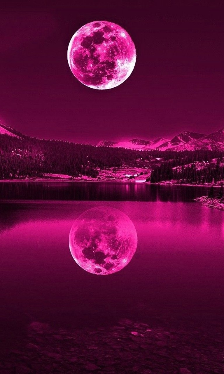 Pink Phone Wallpaper - Pink Moon , HD Wallpaper & Backgrounds