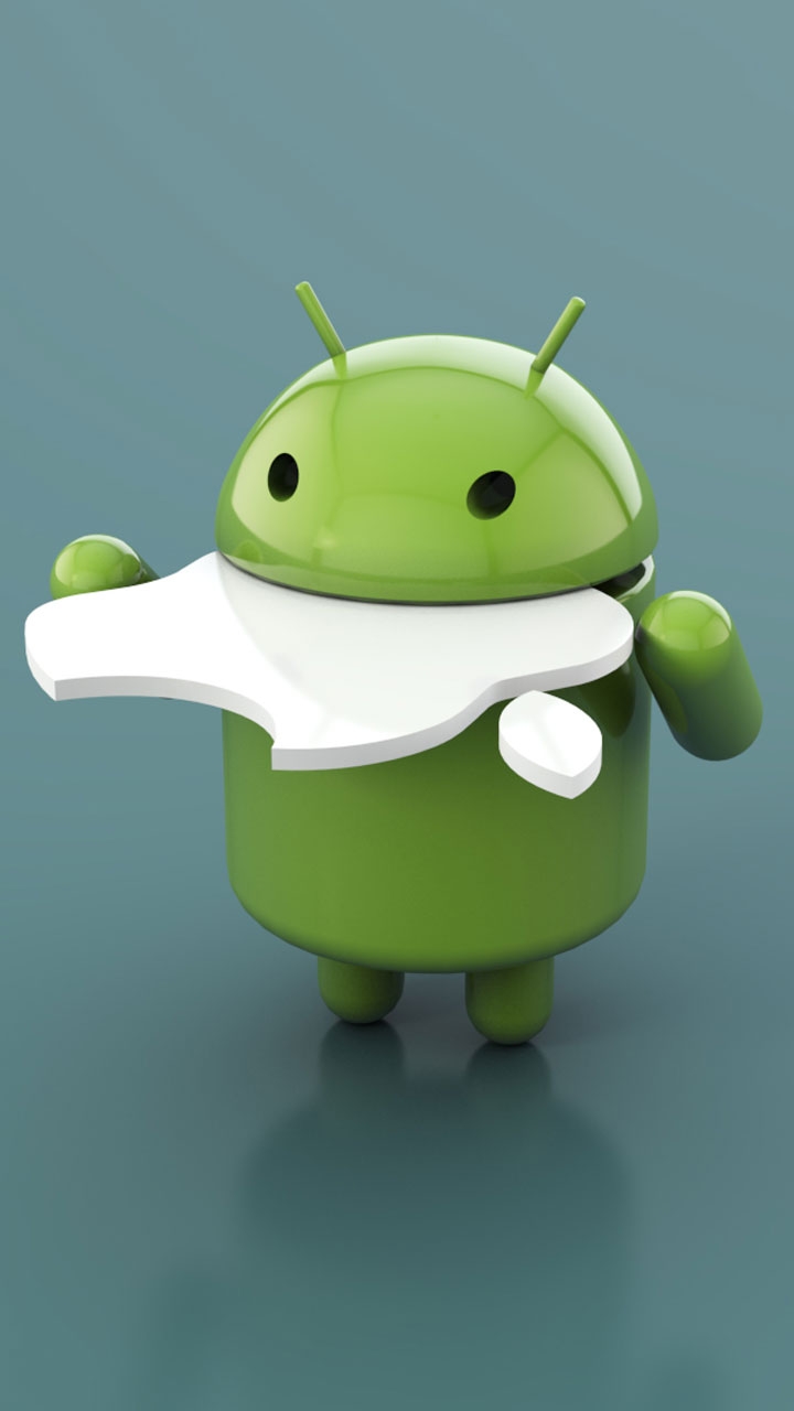 Hd Wallpaper For Android 5 Inch - Logo Android Eating Apple , HD Wallpaper & Backgrounds