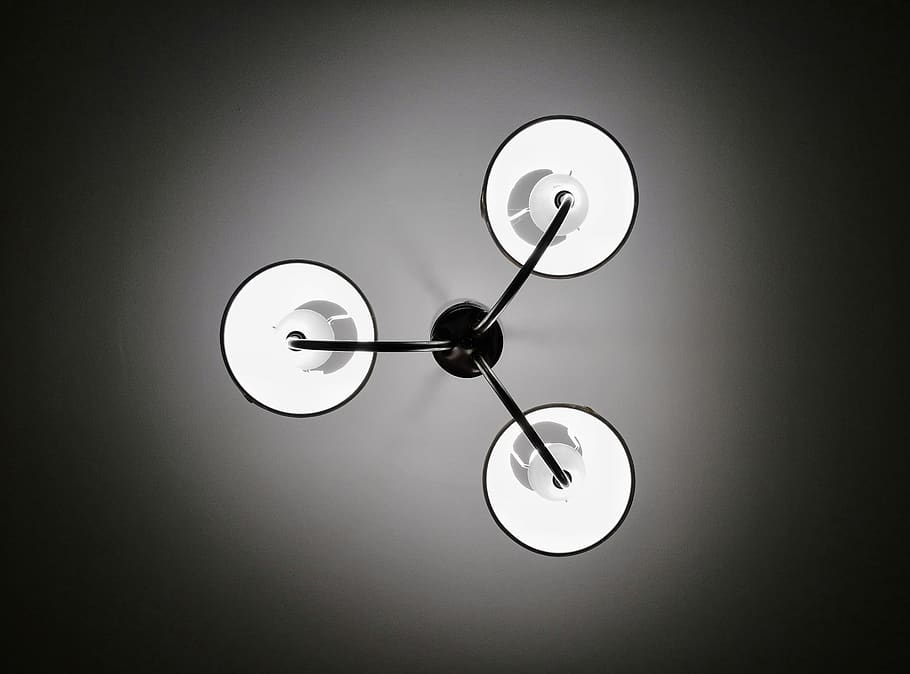 Lamp, Simple, Bw, Black And White, Huawei, P9, Lighting - Ceiling , HD Wallpaper & Backgrounds