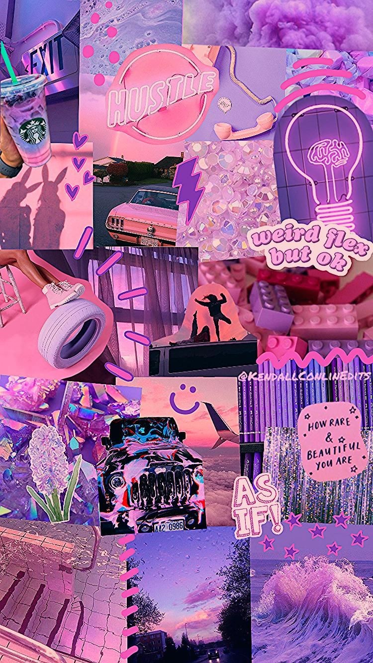 #aesthetic #collage #wallpaper #fondosdepantalla #vintage - Purple Pink Aesthetic Collage , HD Wallpaper & Backgrounds