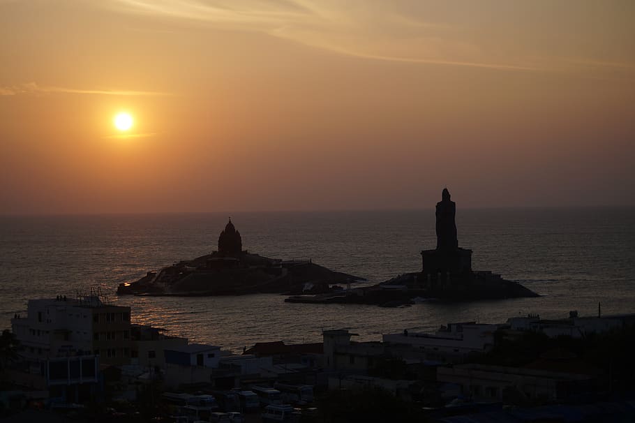 India, Kanyakumari, Kanyakumari Sunrise View, Clouds, - Vivekananda Rock Memorial , HD Wallpaper & Backgrounds