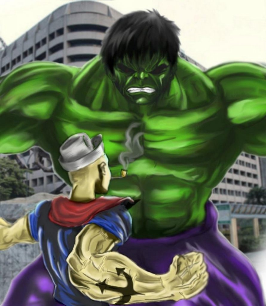 Hulk Vs Popeye , HD Wallpaper & Backgrounds