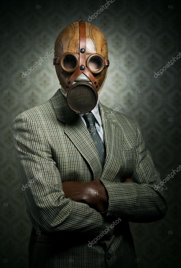 Vintage Businessman Wearing Gas Mask Stock Photo - Fond D Écran Masque A Gaz , HD Wallpaper & Backgrounds