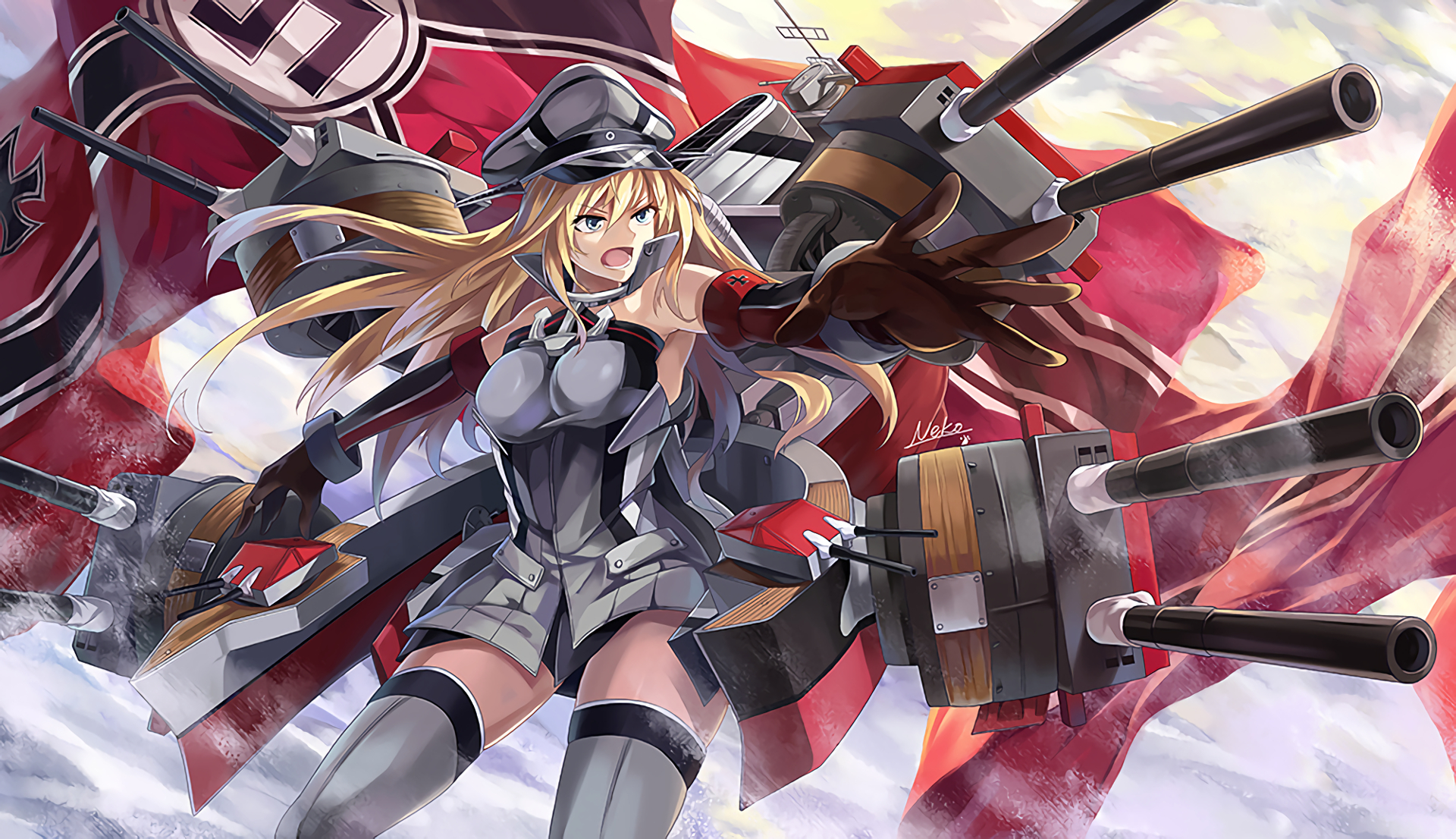 Kantai Collection Hd Wallpaper Background Image Id - Bismarck Anime , HD Wallpaper & Backgrounds