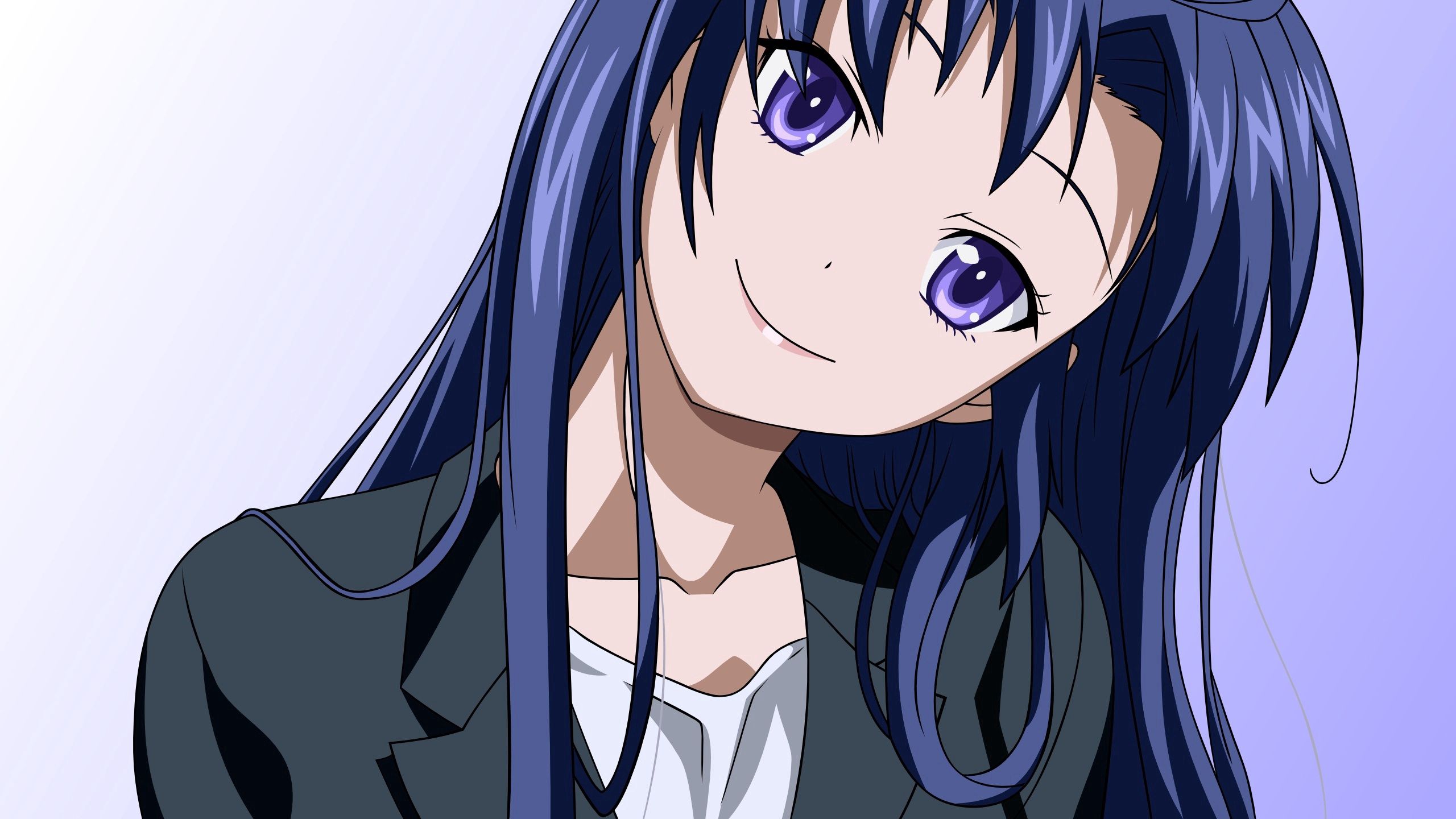 Download Wallpaper X Nightcore Anime Girl Face Art - Anime Dark Blue Hair Girl , HD Wallpaper & Backgrounds
