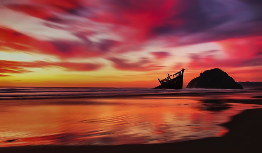 Light, Sea, Dawn, Landscape, Backlit, Beach, Colorful - Sunset , HD Wallpaper & Backgrounds