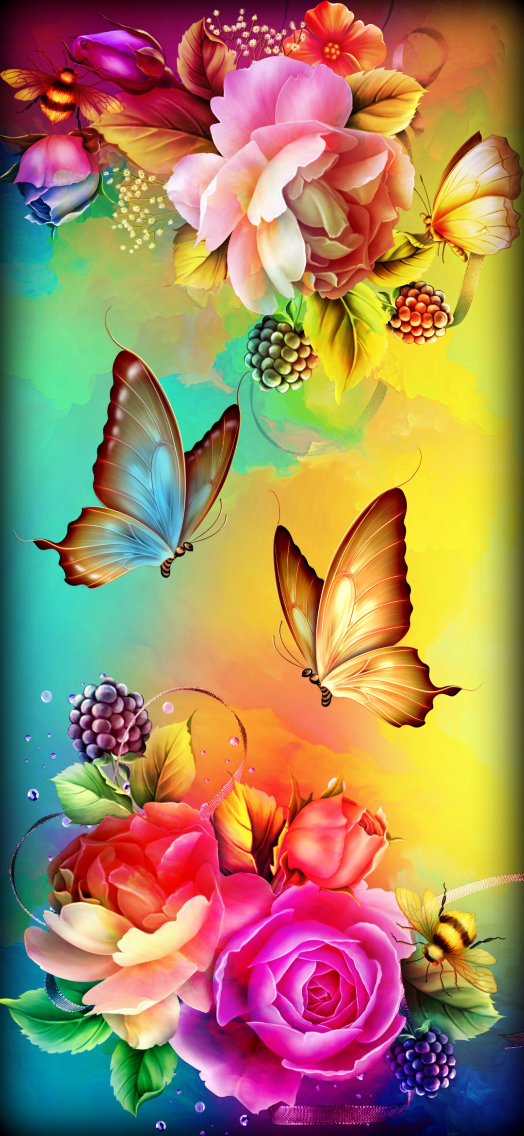 Beautiful Flowers With Butterflt , HD Wallpaper & Backgrounds