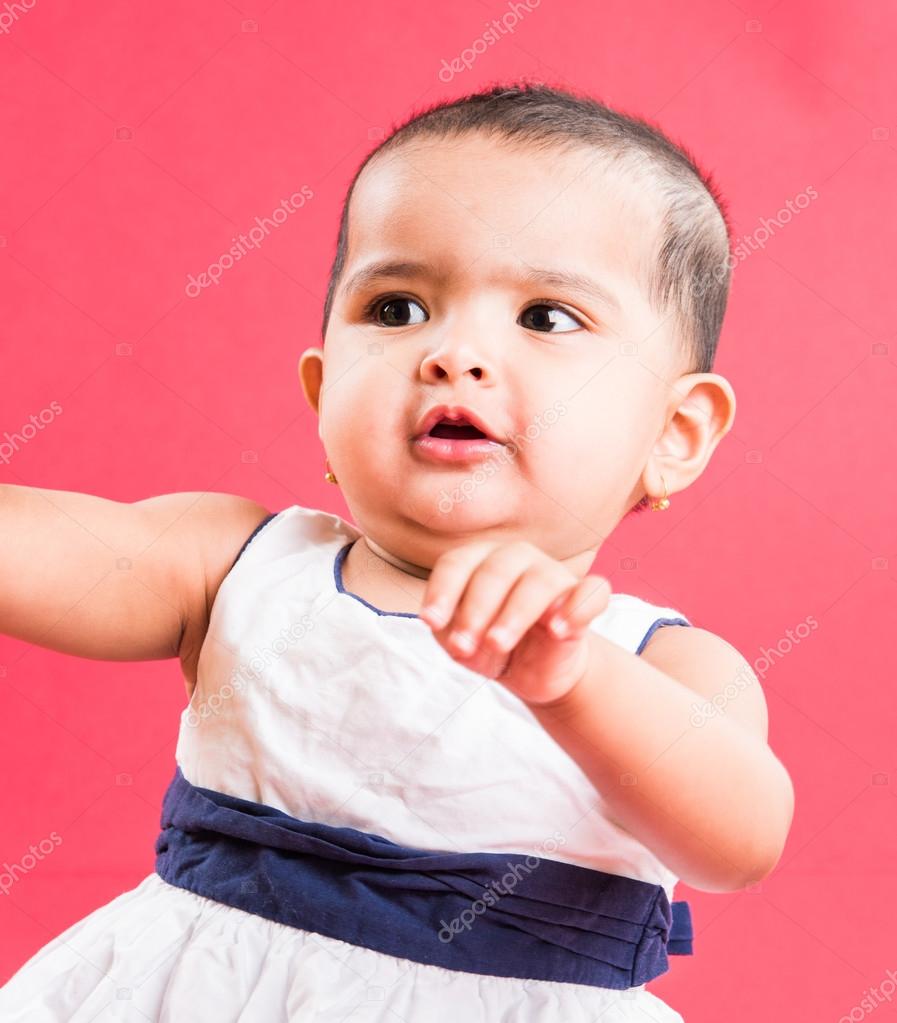 Indian Toddler Playing Over Red Background, Cute Little - Hd Cute Baby Girl Indian , HD Wallpaper & Backgrounds