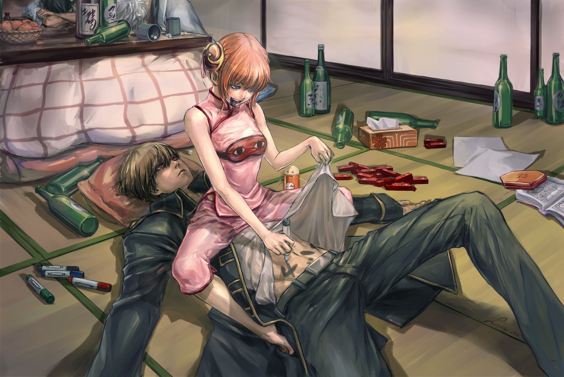 Wallpaper - Gintama Kagura And Okita Sex , HD Wallpaper & Backgrounds