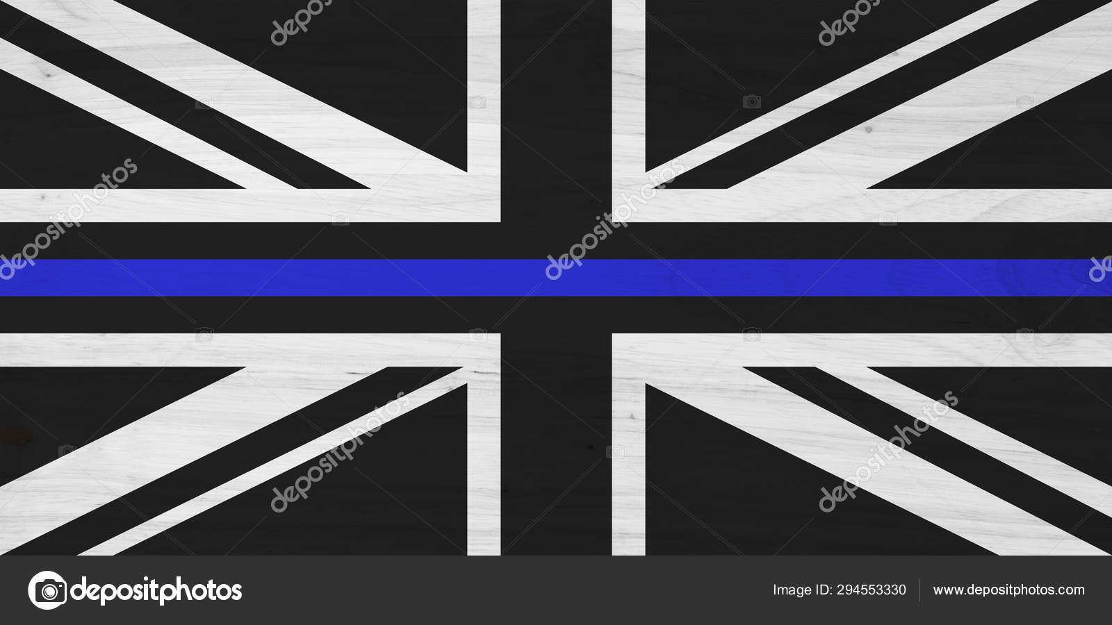 British Thin Blue Line Flag With Wood Texture Stock - Union Jack Flag , HD Wallpaper & Backgrounds
