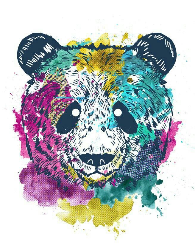 Cute Panda Wallpaper - Colorful Panda , HD Wallpaper & Backgrounds