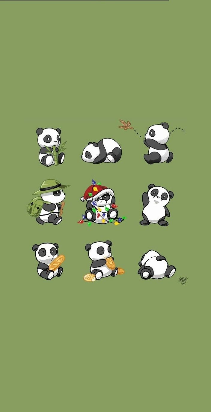 Pandas😍🐼💙 Panda Kawaii, Cute Panda, Red Panda, Pastel - Cute Cartoon Panda Drawing , HD Wallpaper & Backgrounds
