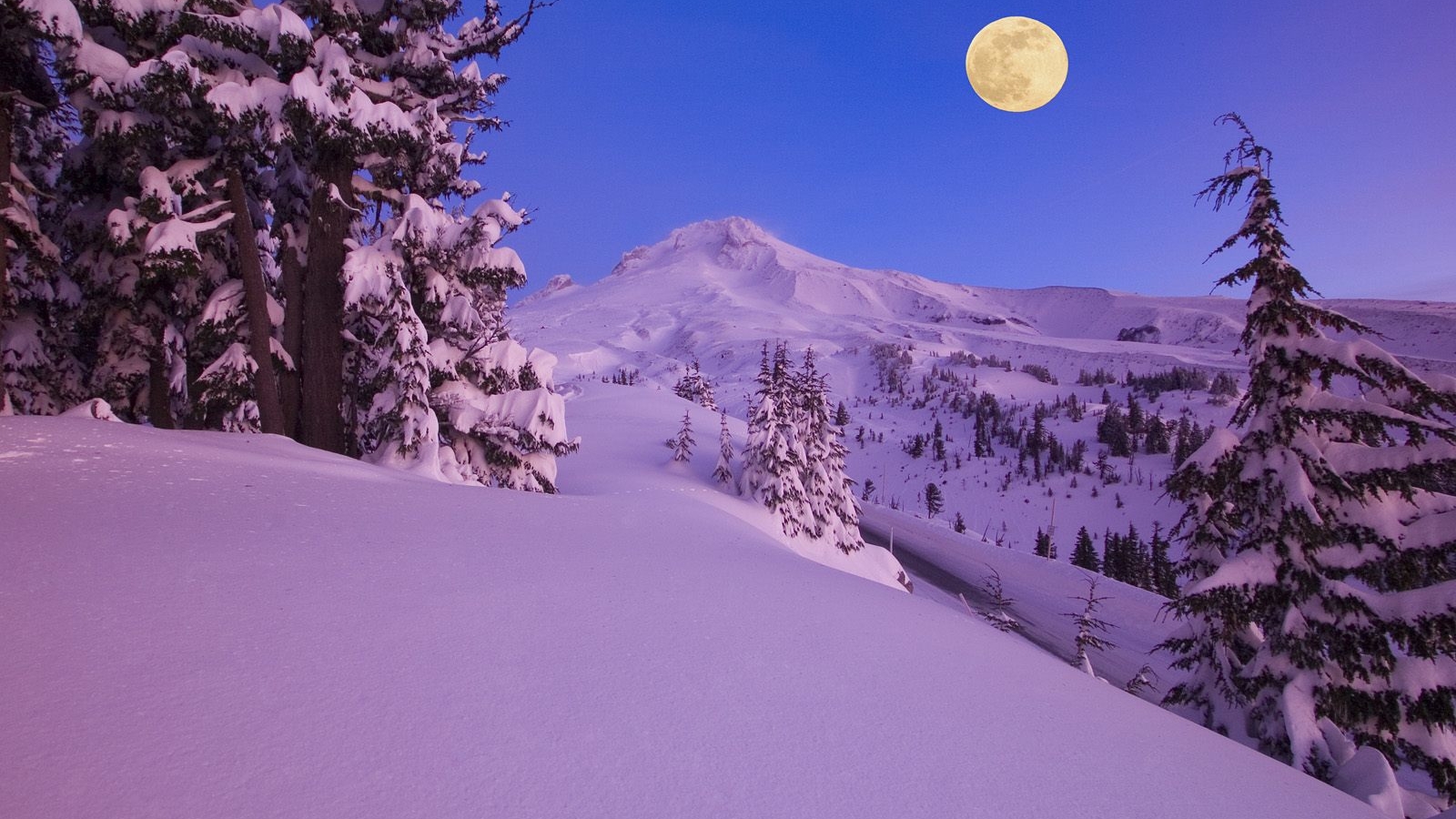 Winter Snow Desktop Wallpaper Hd - Luna Llena En La Nieve , HD Wallpaper & Backgrounds