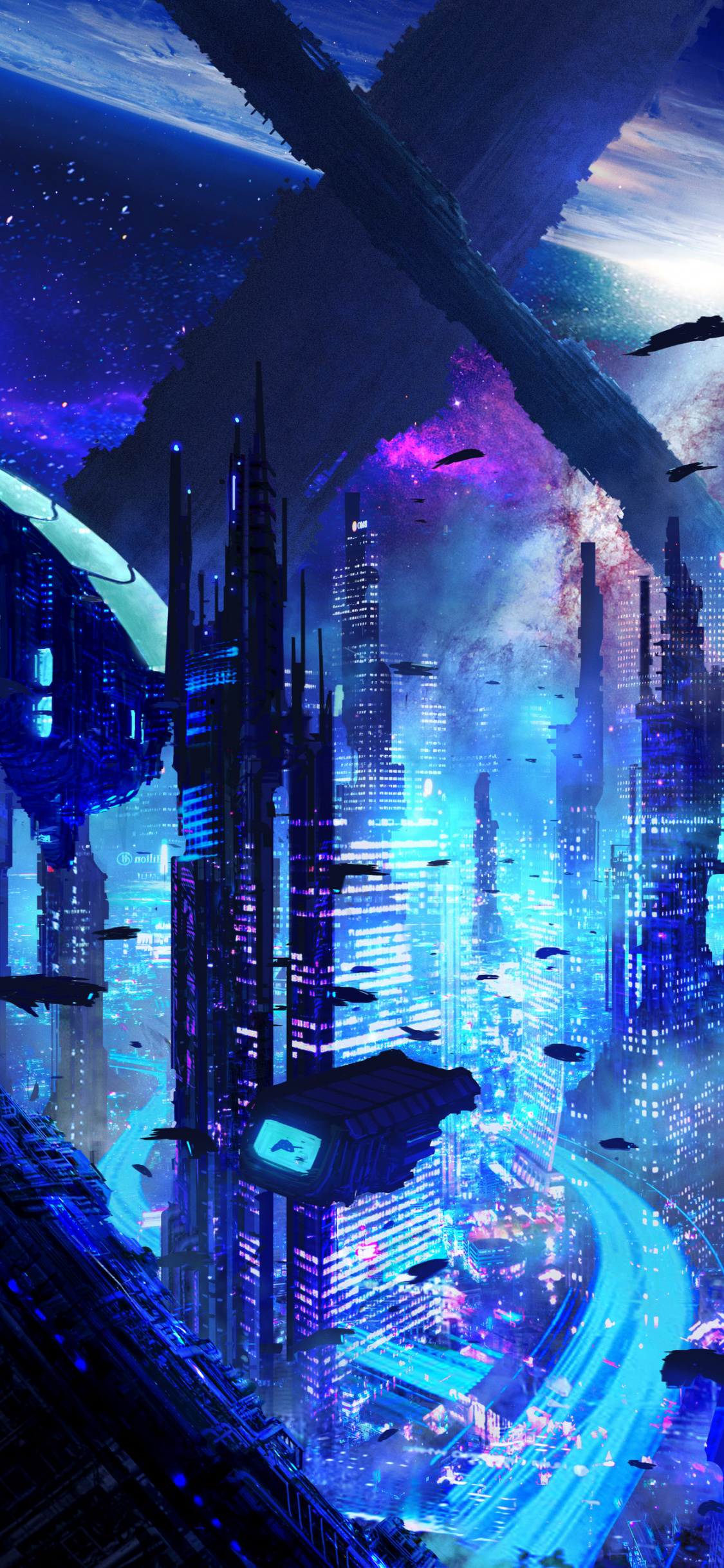 Future, Futurism, World, Blue, Cyberpunk Wallpaper - Sci Fi City Iphone , HD Wallpaper & Backgrounds