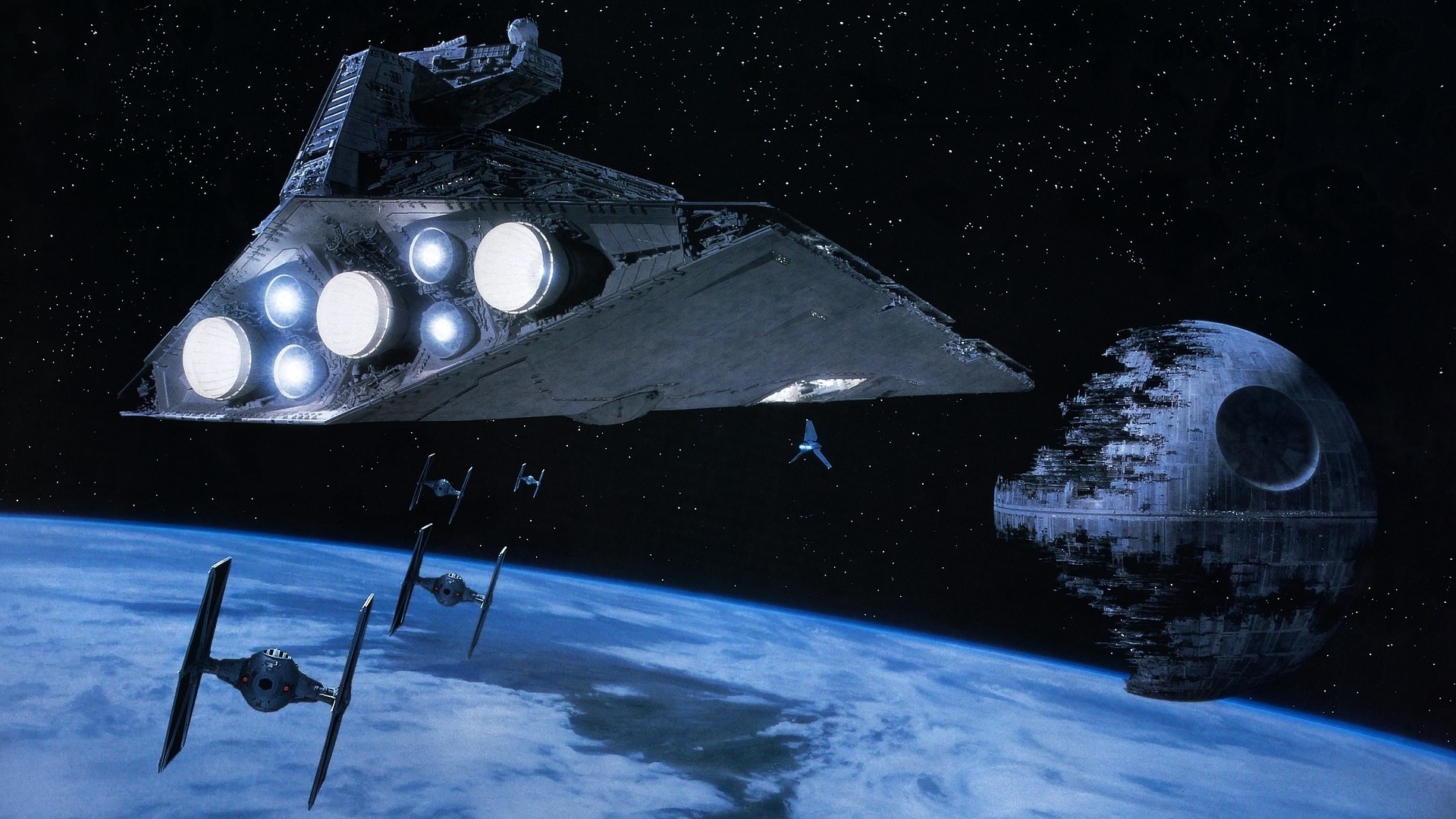 Star Wars, Star Destroyer, Tie Fighter, Death Star - Tie Fighter Star Destroyer , HD Wallpaper & Backgrounds