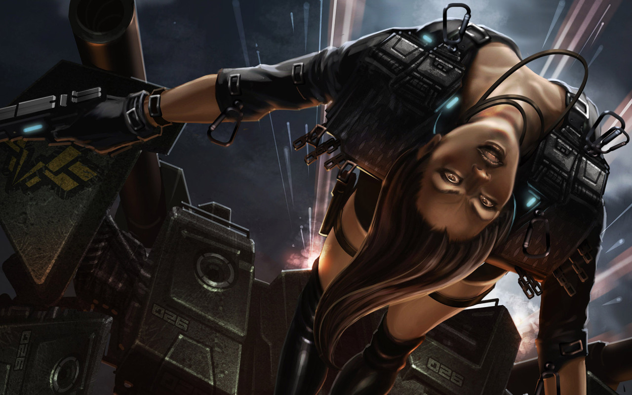 Download Cyberpunk Wallpaper 1280x800 - 3d Anime Girl With Gun , HD Wallpaper & Backgrounds