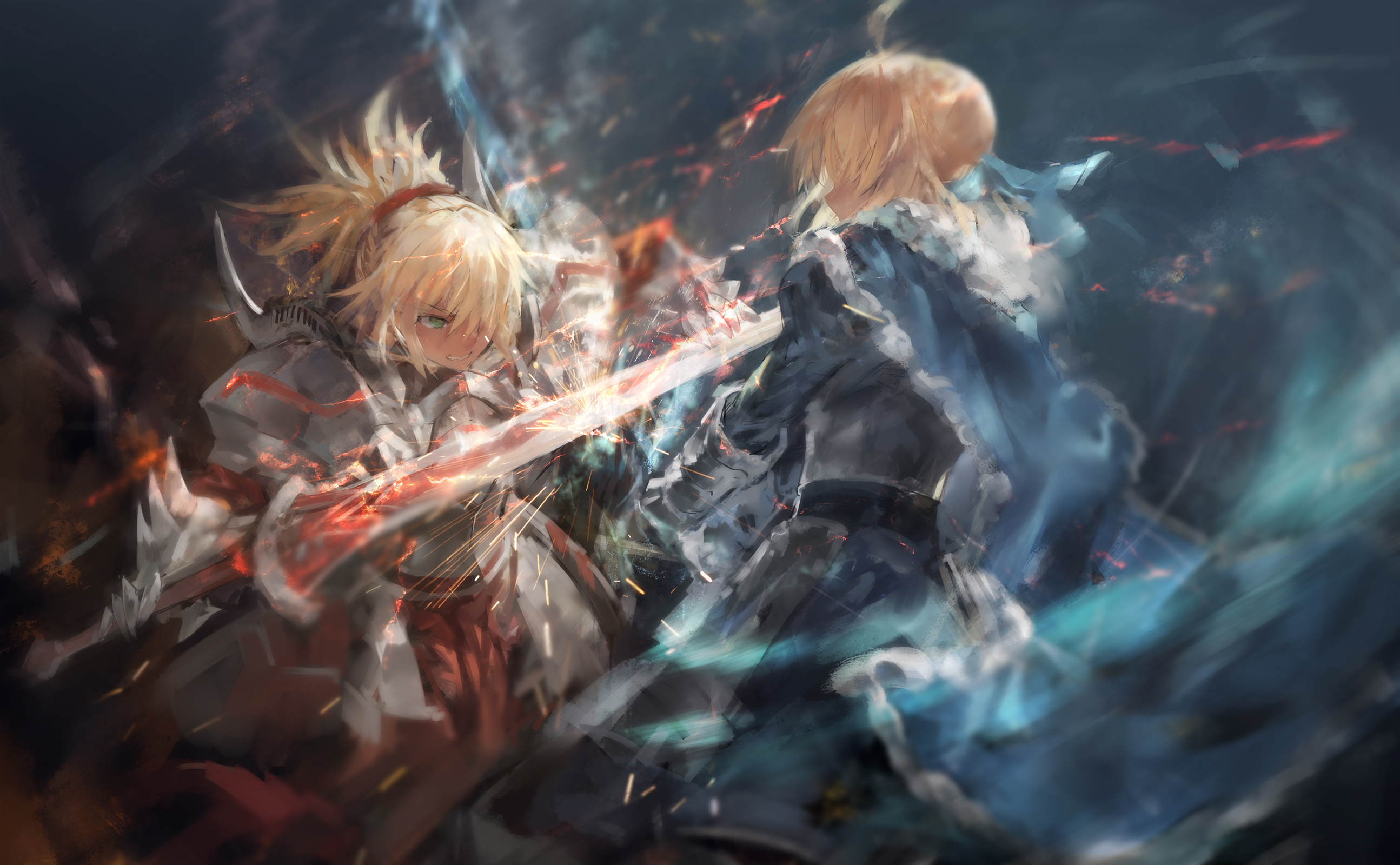 Fate/grand Order - Mordred Vs Arthur Fate , HD Wallpaper & Backgrounds