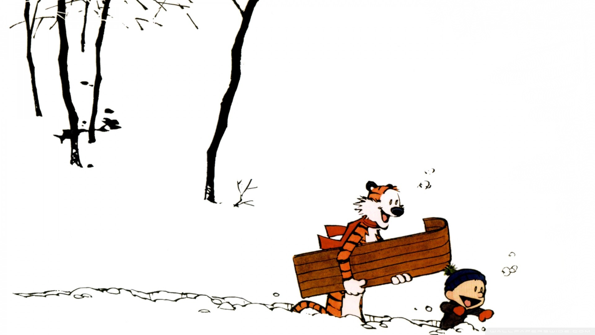 Calvin And Hobbes Winter Wallpaper Calvin, And, Hobbes - Snow Calvin And Hobbes , HD Wallpaper & Backgrounds