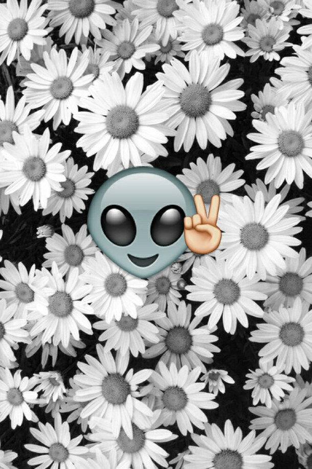 Alien, Background, Black And White, Emoji, Flowers, - Hipster Black And White , HD Wallpaper & Backgrounds