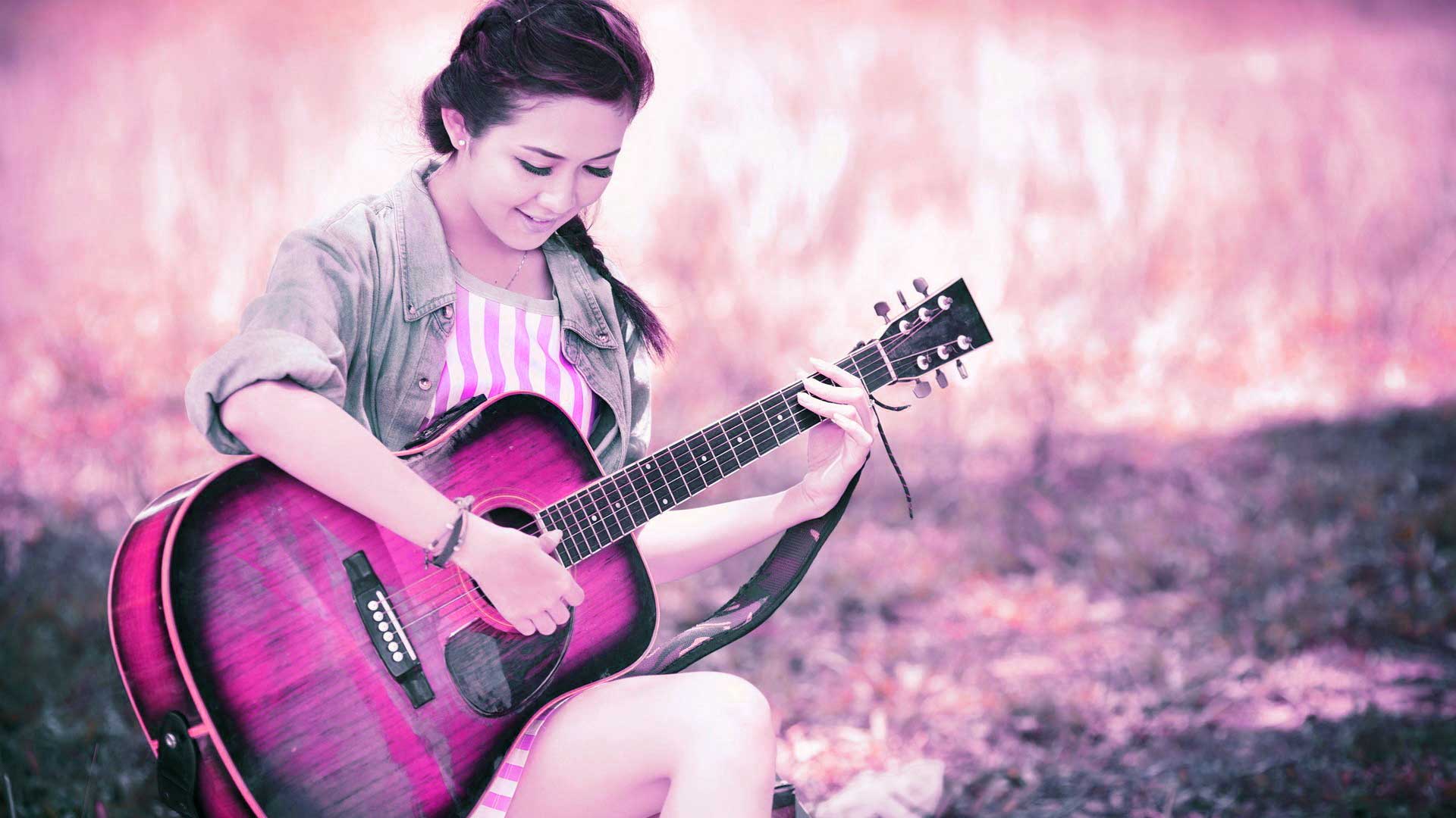 Profile Picture Quotes About Me - Beautiful Girl With Guitar Hd , HD Wallpaper & Backgrounds