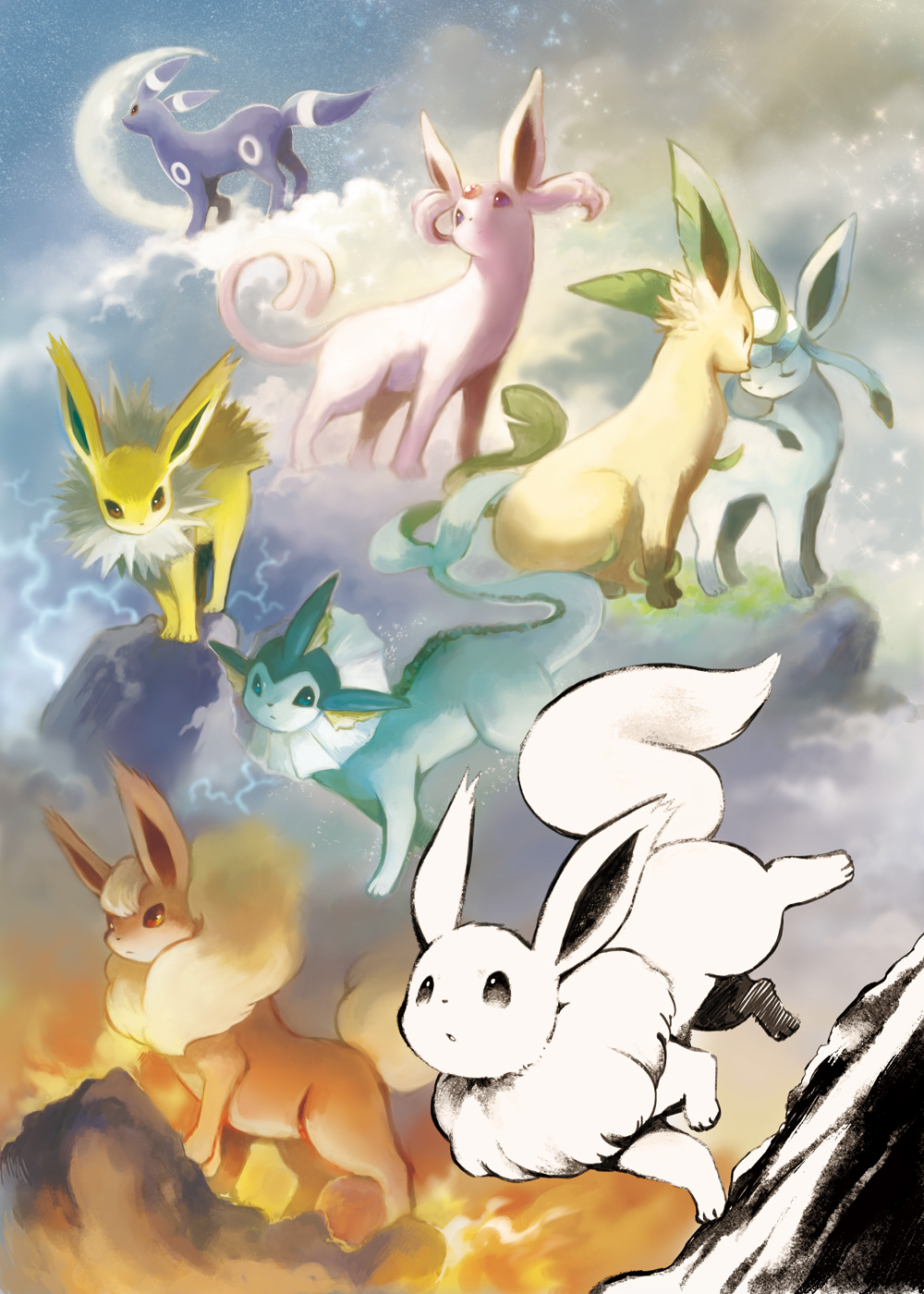 Pokemon Eevee Evolution Art , HD Wallpaper & Backgrounds