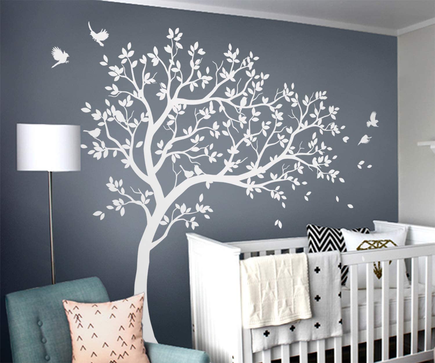 Studio Quee White Tree Wall Decals Wall Tattoo Large - Tree Nursery Wall Stickers , HD Wallpaper & Backgrounds