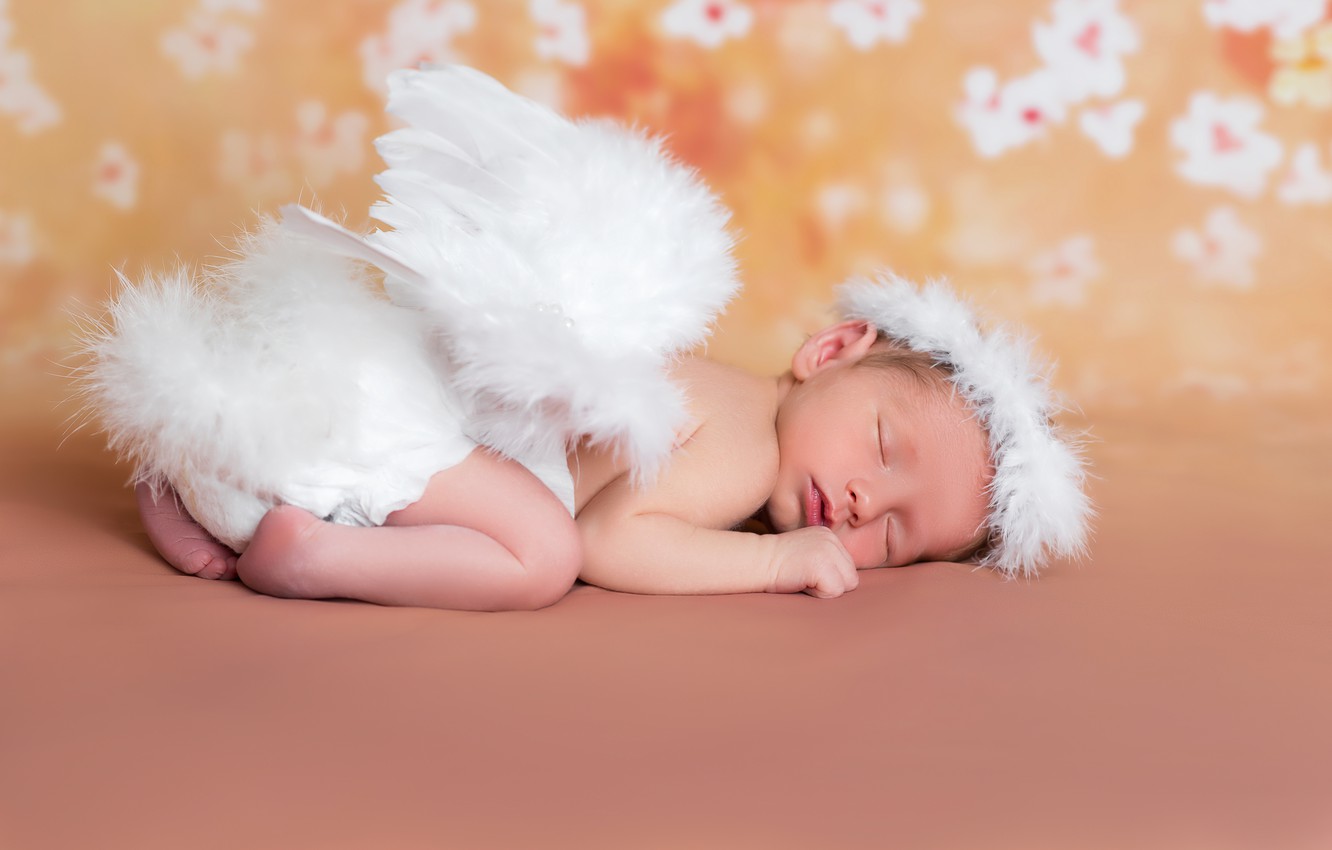 Photo Wallpaper Sleep, Wings, Angel, Baby, Sleeping, - Baby Girl Sleeping Angel , HD Wallpaper & Backgrounds