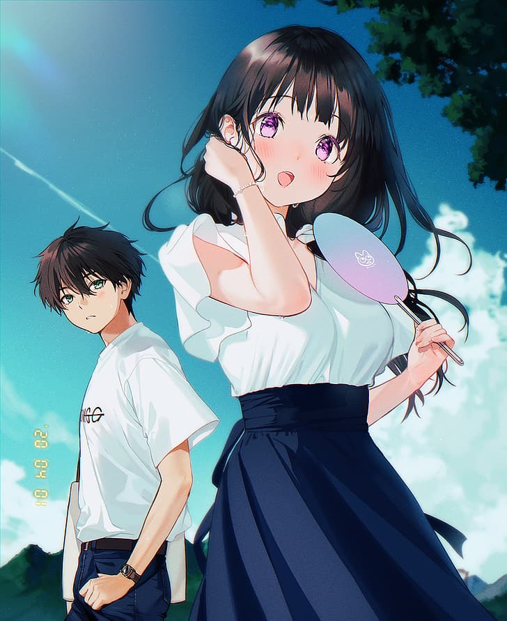 Hyouka, Anime Girls, Anime Boys, Long Hair, Short Hair, - Oreki X Chitanda , HD Wallpaper & Backgrounds
