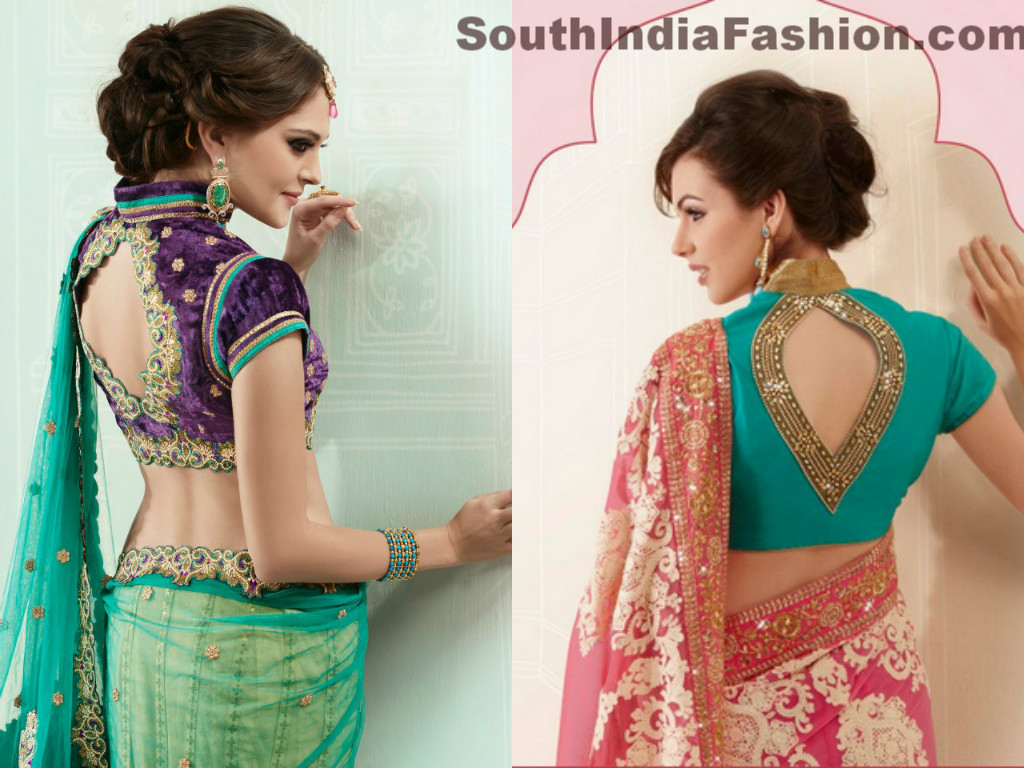 Stylish Back Neck Saree Blouses South India Fashion - Collar Neck Design Back , HD Wallpaper & Backgrounds