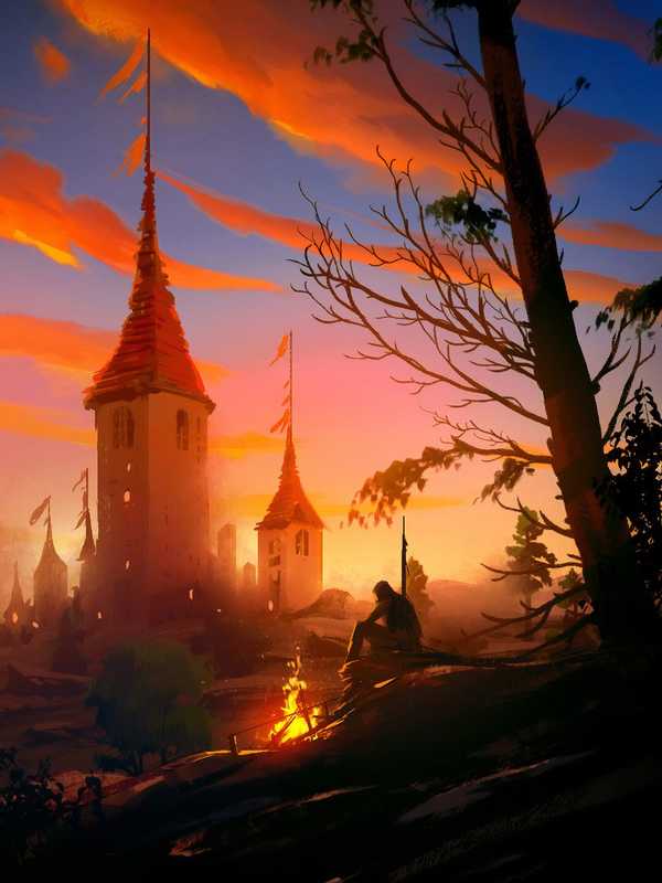 By The Castle 4k, Artist, Artwork, Digital Art, Hd, - Camping Concept Art , HD Wallpaper & Backgrounds