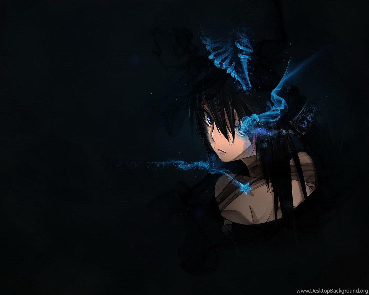 Anime Girl Is Black Rock Shooter Wallpapers - Black Background Anime Girl , HD Wallpaper & Backgrounds