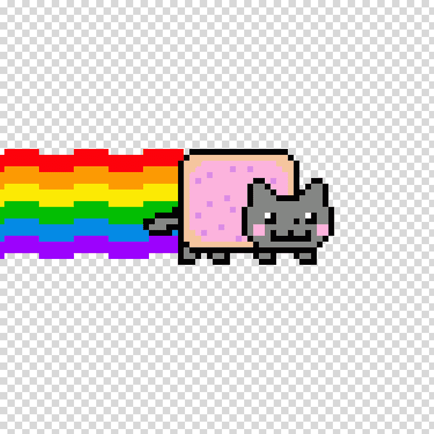 Nyan Cat Pixel Art, Cat, Animals, Rectangle, Desktop - Transparent Nyan Cat , HD Wallpaper & Backgrounds