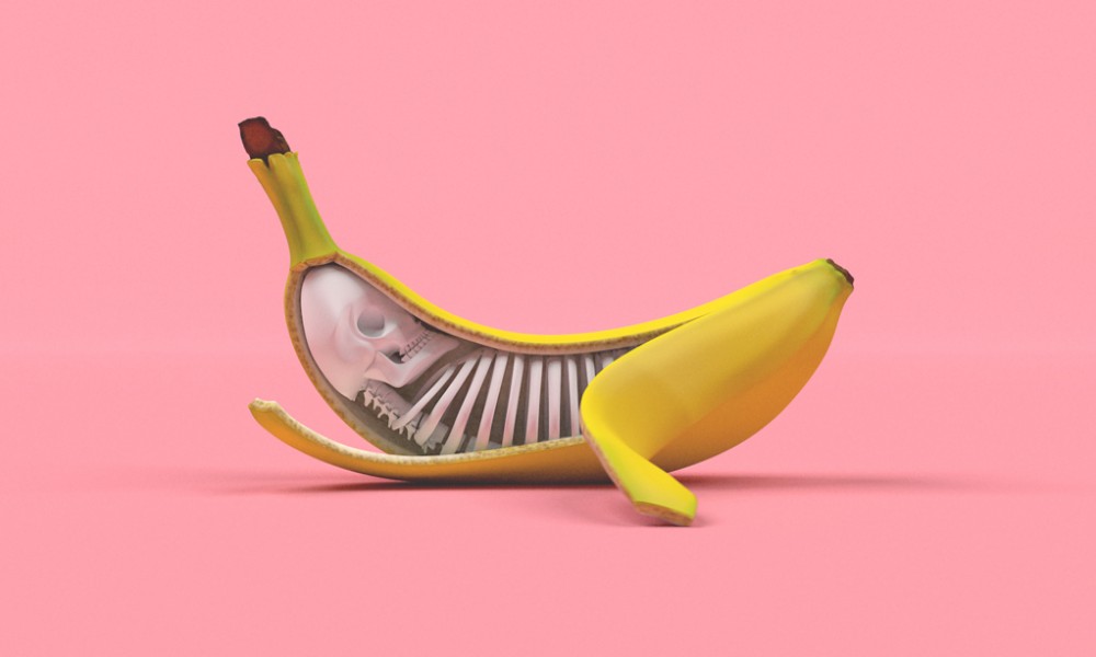 Banana And Pink Image - Surreal Banana , HD Wallpaper & Backgrounds