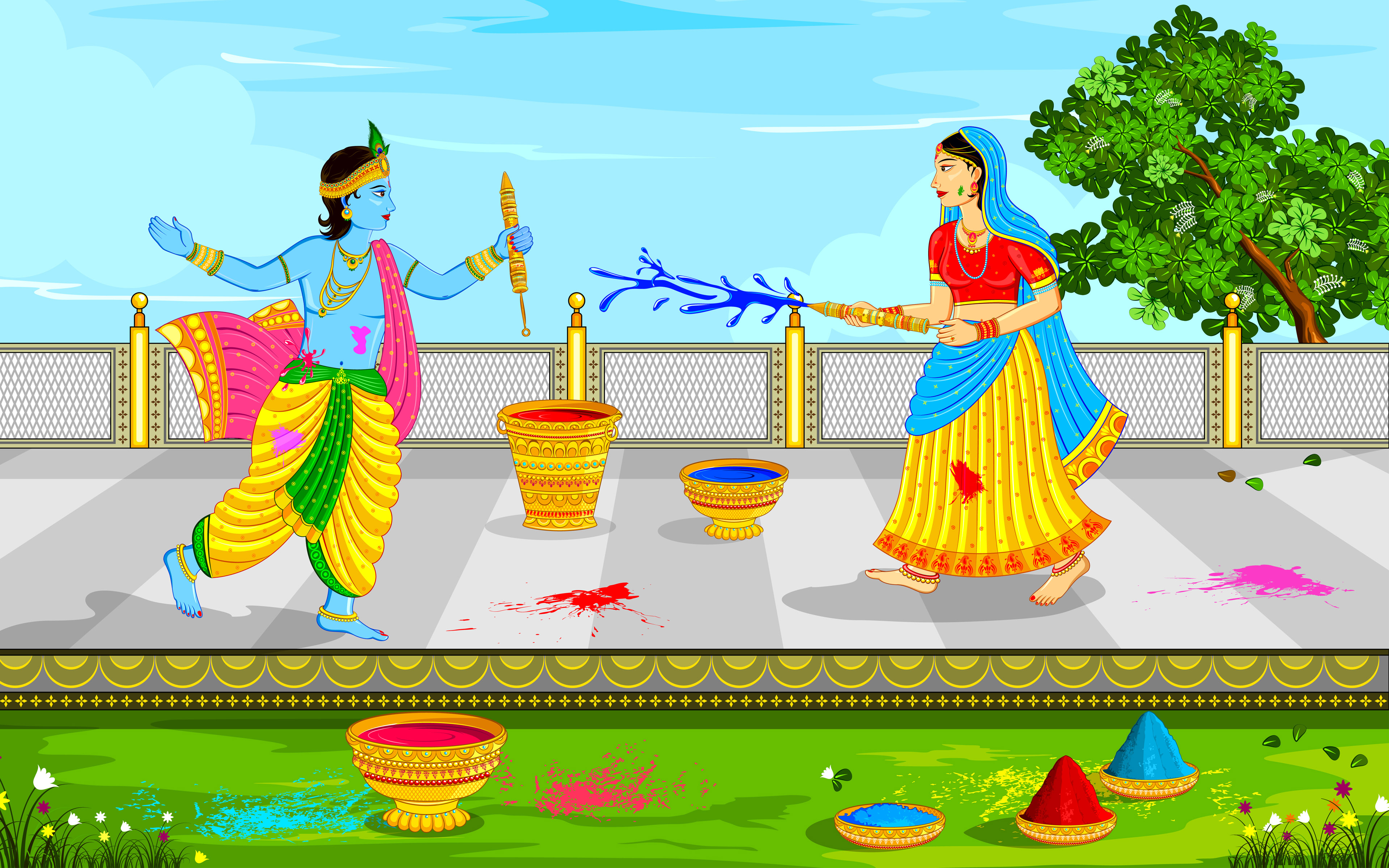 Radha Krishna Happy Holi , HD Wallpaper & Backgrounds