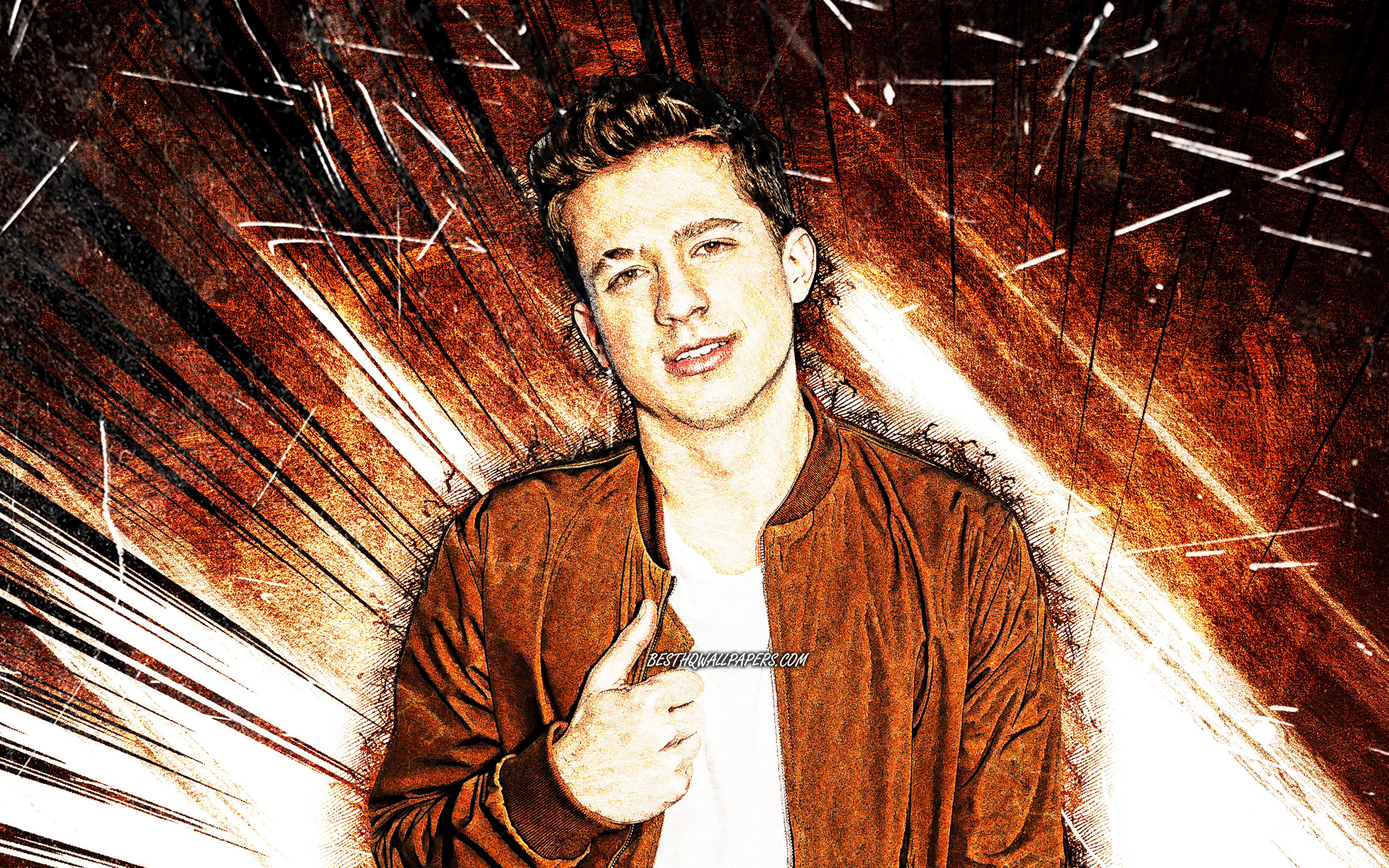 4k, Charlie Puth, Grunge Art, American Singer, Brown - Hd Cool Russell Wilson , HD Wallpaper & Backgrounds