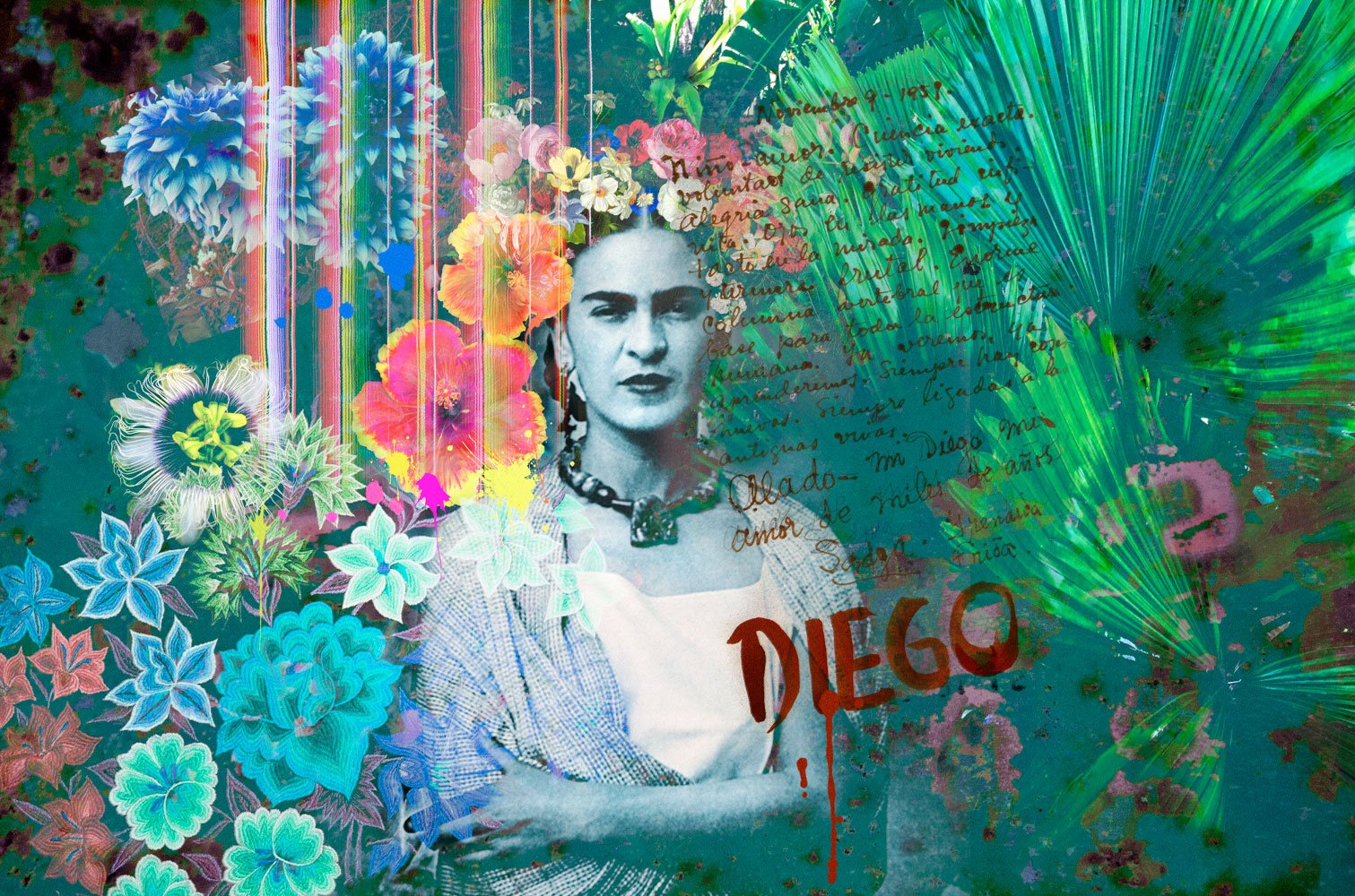Frida Kahlo Inspired Wall Mural By Back To The Wall - Frida Kahlo Background , HD Wallpaper & Backgrounds