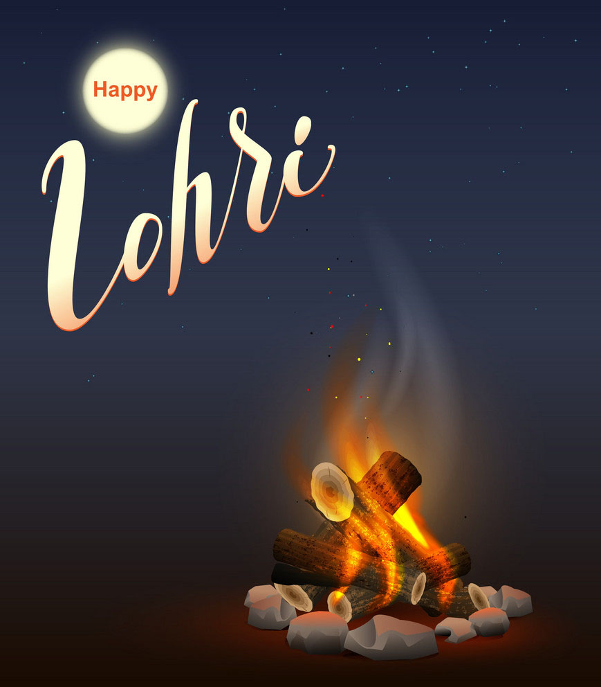 Happy Lohri Punjabi Festival Fire Burning Wood Vector - Happy Lohri 2020 Punjabi , HD Wallpaper & Backgrounds