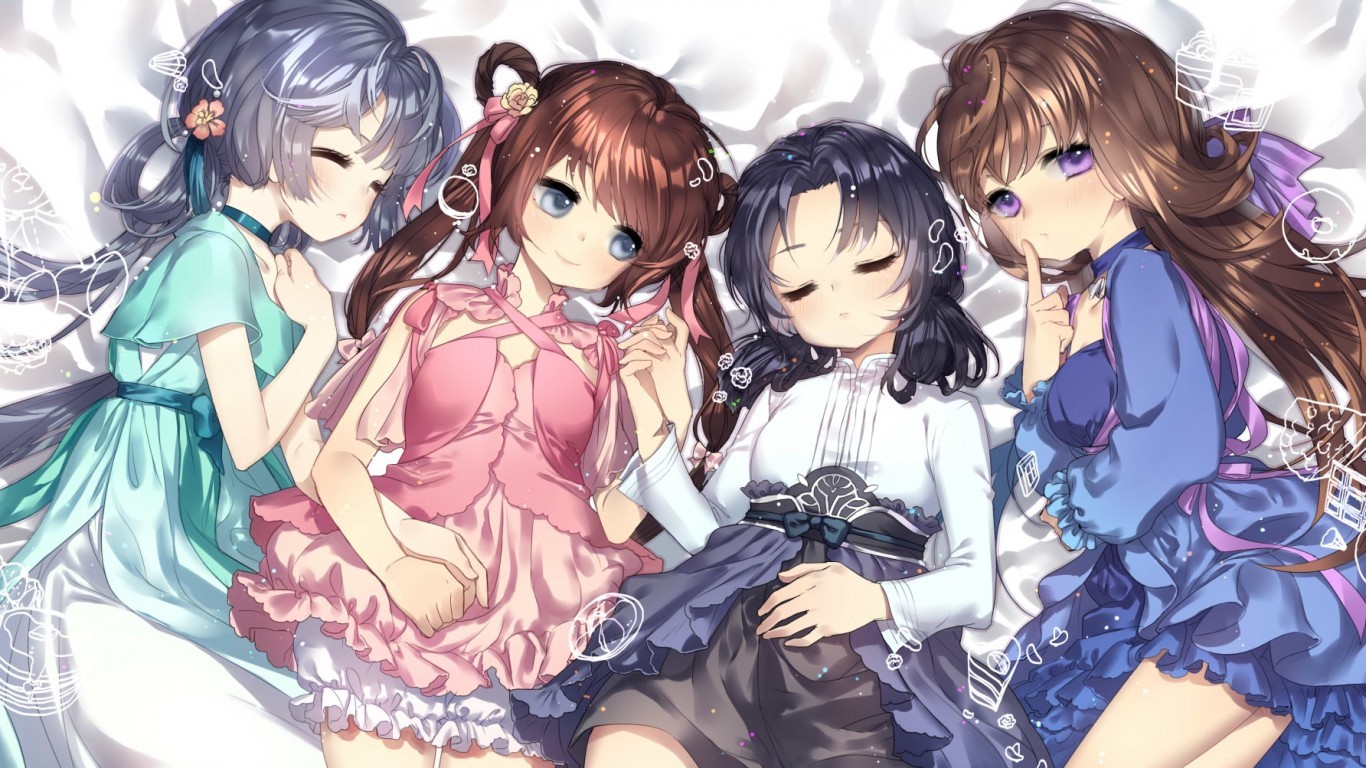 Anime Girls, Sleeping, Dress, Lying Down, Loli - Anime Loli Wallpaper Hd , HD Wallpaper & Backgrounds
