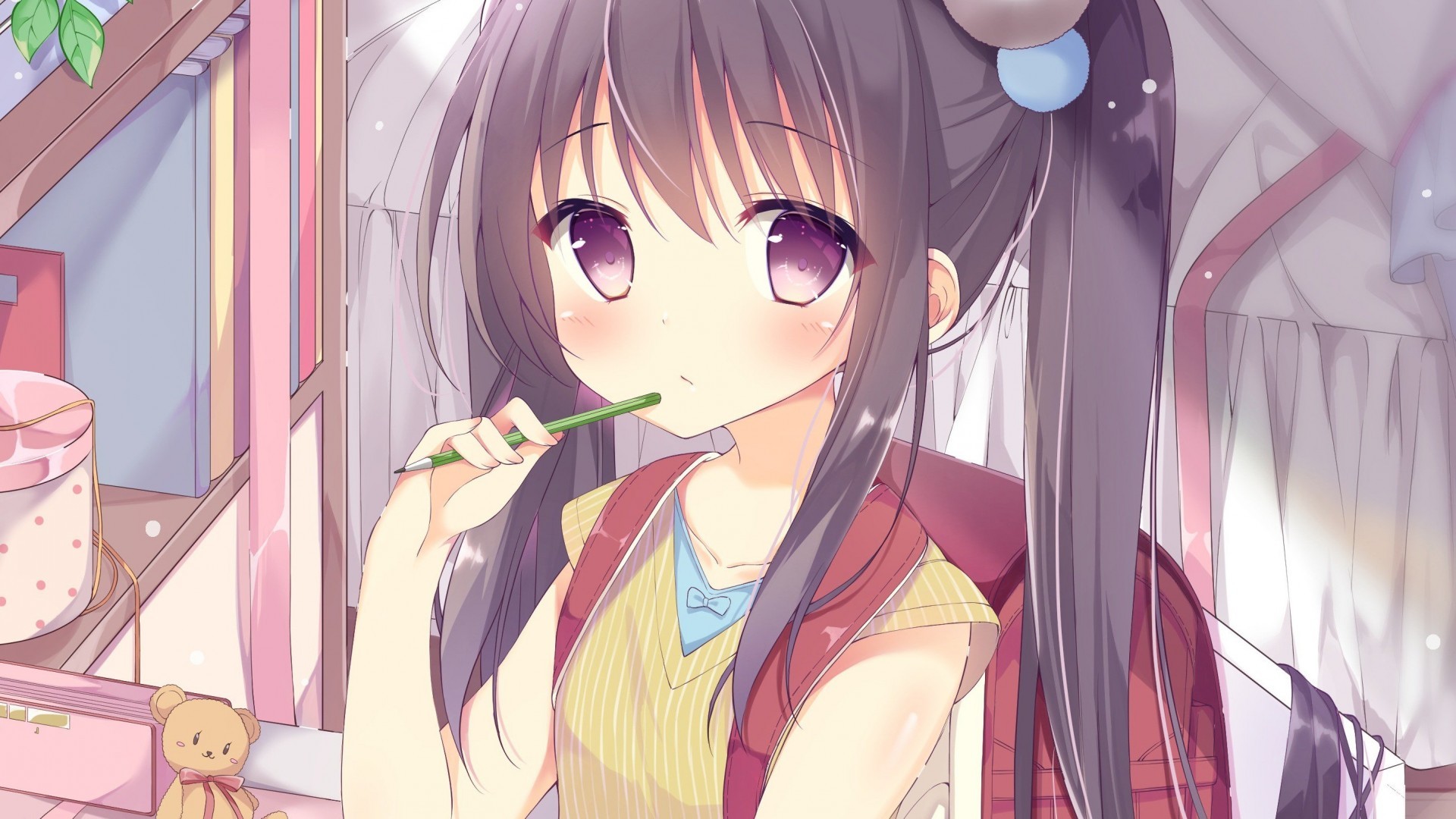 Anime Girl, Loli, Cute, Brown Hair, Twintails - Cute Loli Anime Girl , HD Wallpaper & Backgrounds