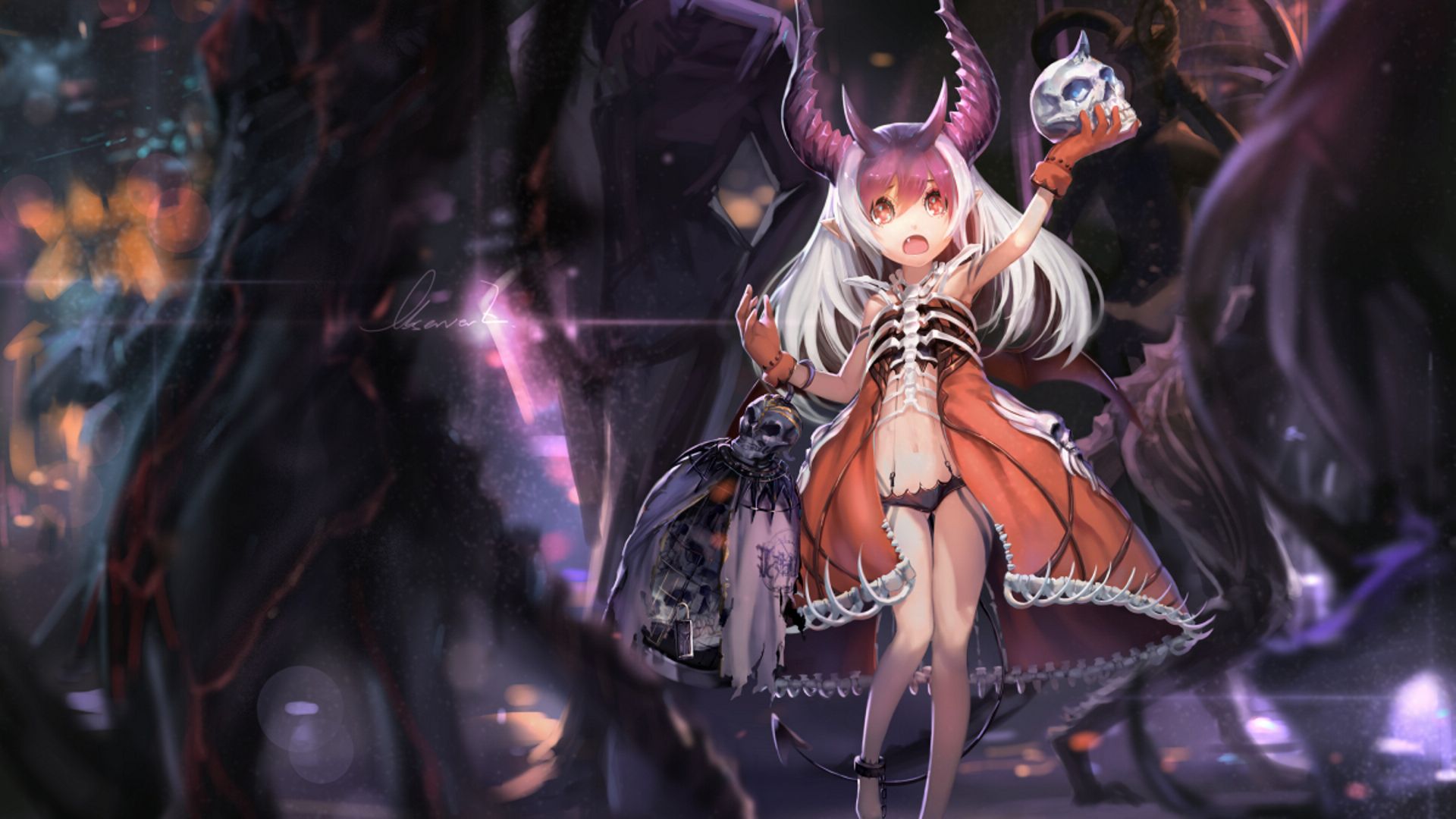 Loli With Demon Horns , HD Wallpaper & Backgrounds