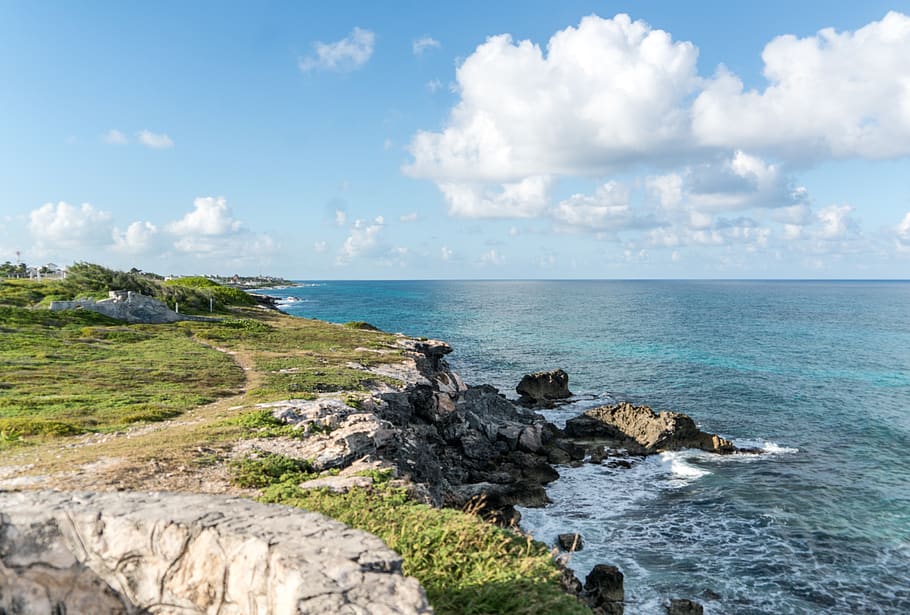 Cliffs, Ocean, Isla Mujeres, Rocks, Nature, Coast, - Sea , HD Wallpaper & Backgrounds