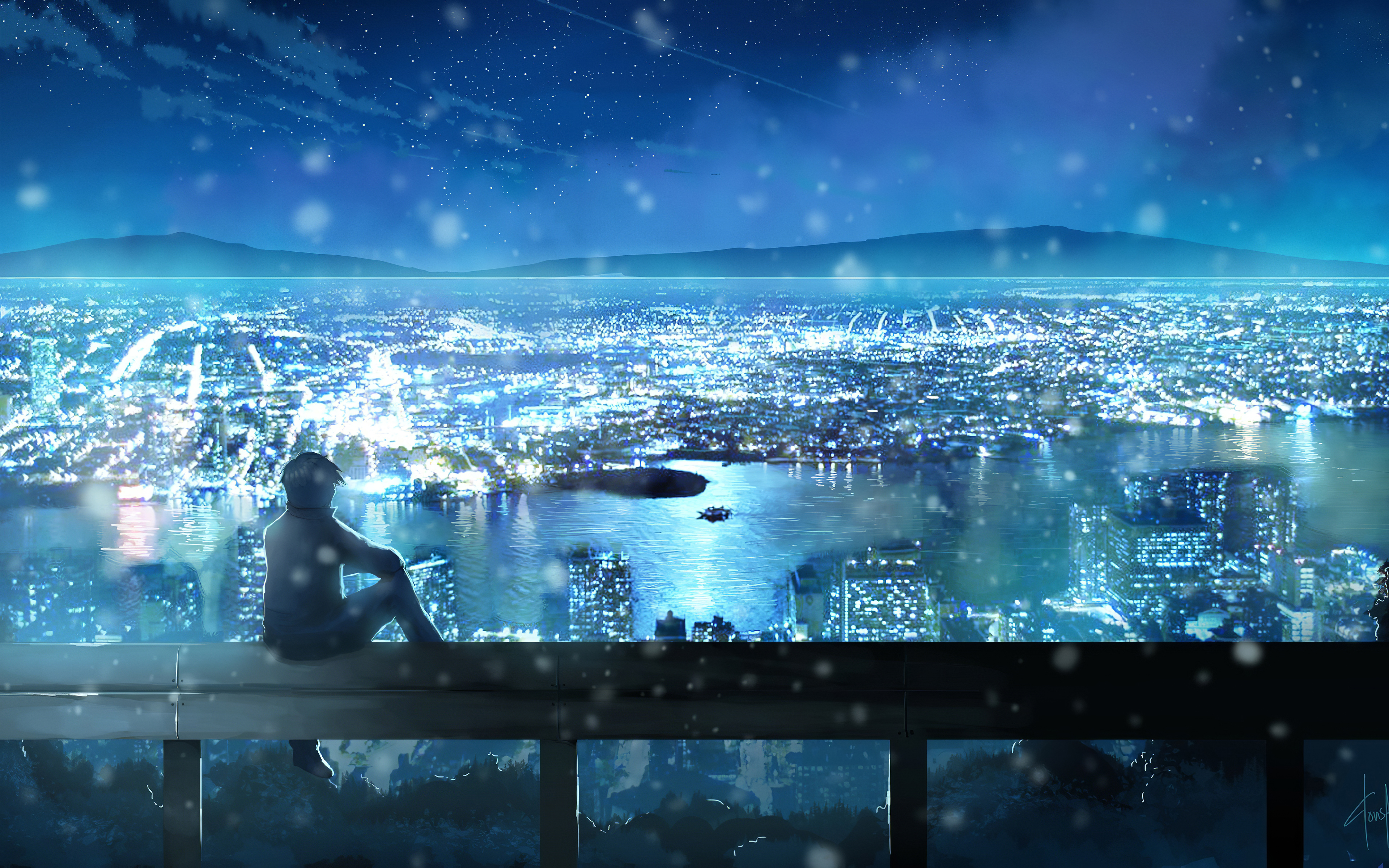Anime Night City Scenery , HD Wallpaper & Backgrounds