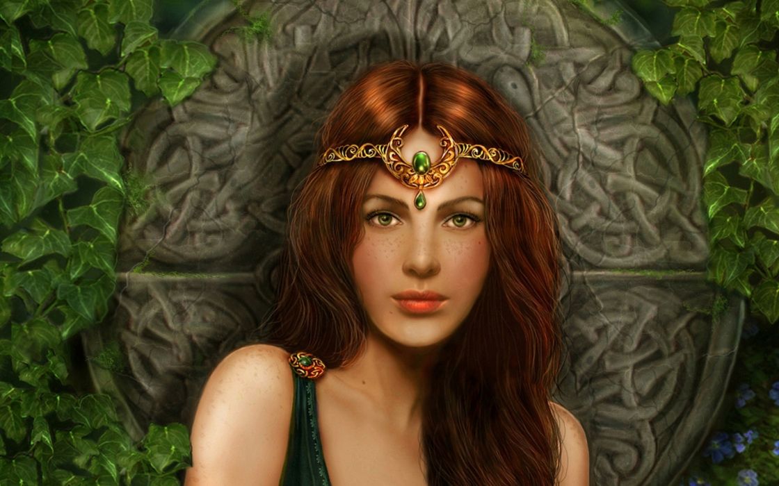 Very Beautiful Angel Girl Fantasy Green Eyes Face Woman - Cg Artwork , HD Wallpaper & Backgrounds