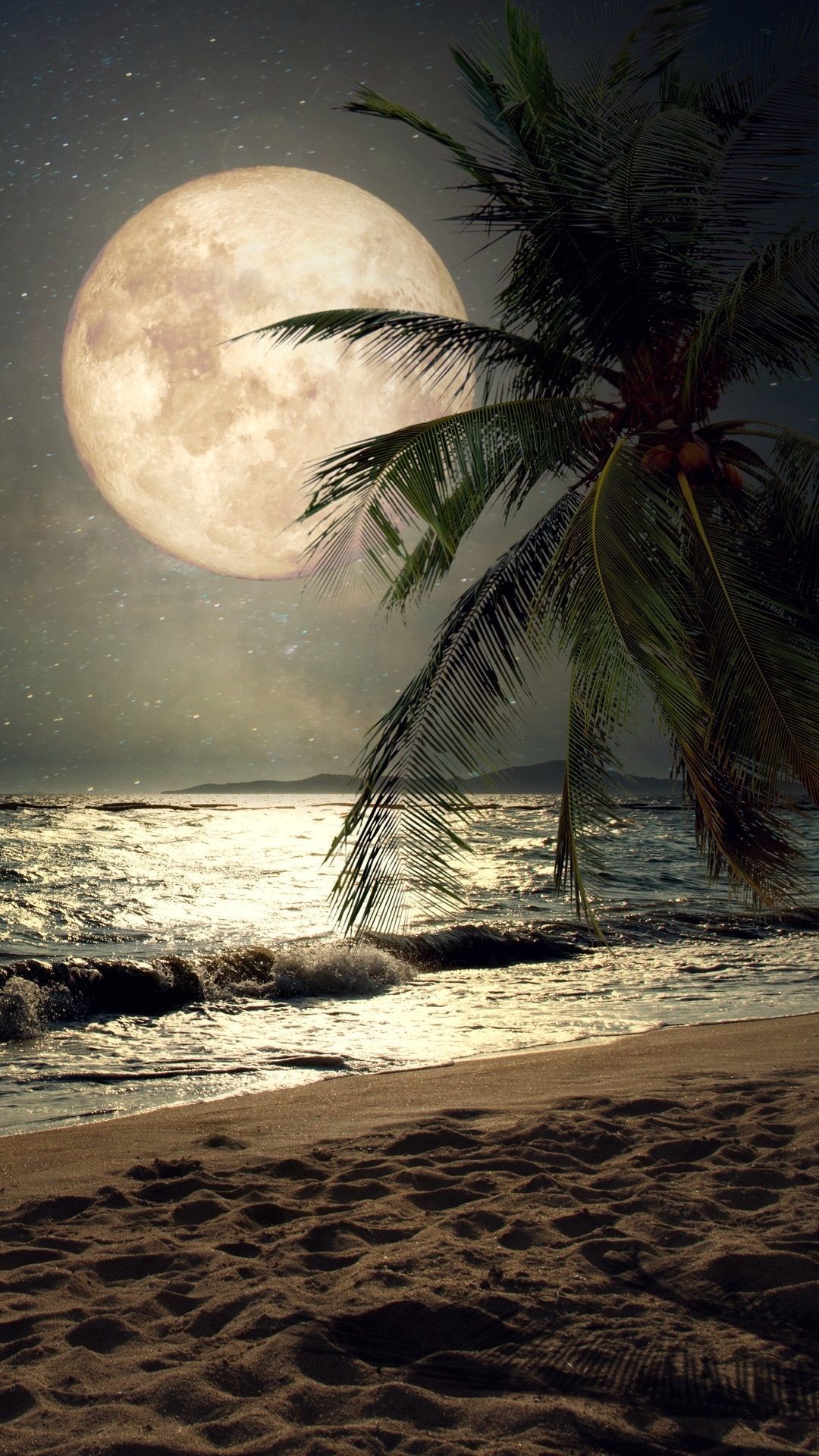 Such A Lovely Beach Night Wallpaper For Your Iphone - Night Beach Wallpaper Hd , HD Wallpaper & Backgrounds