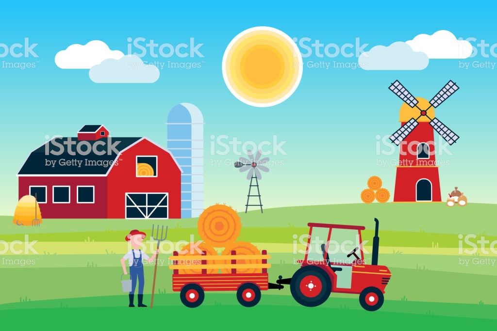 Barn Windmill Hay Tractor Fields , HD Wallpaper & Backgrounds