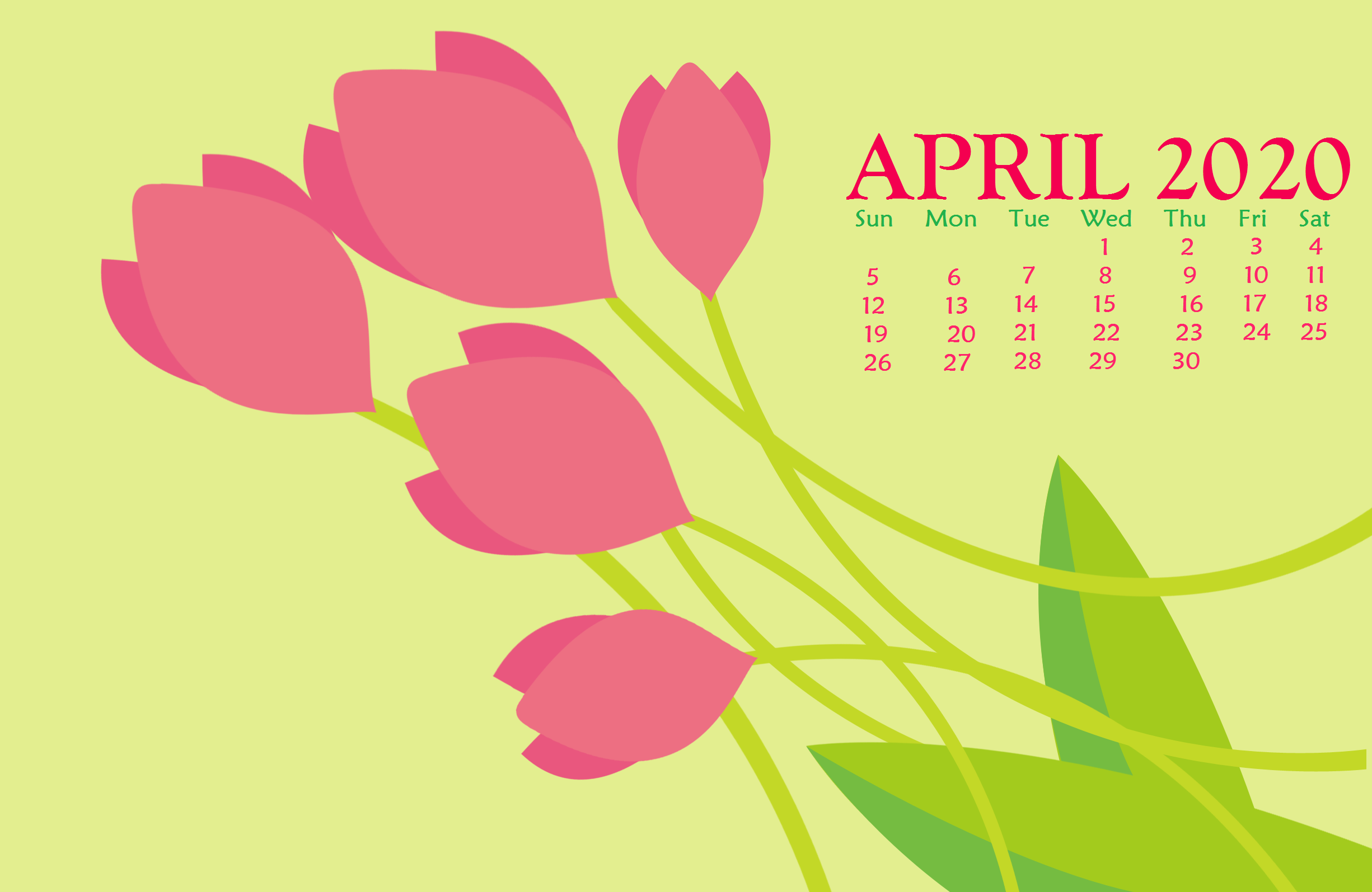 Floral Desktop April 2020 Wallpaper - April 2020 Calendar Background , HD Wallpaper & Backgrounds