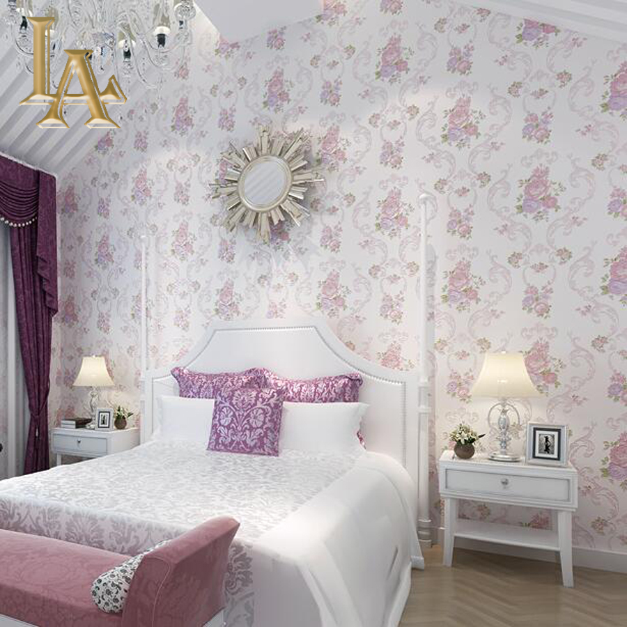 Bedroom Wallpaper B&q - Flower Wallpaper In Bedroom Purple , HD Wallpaper & Backgrounds