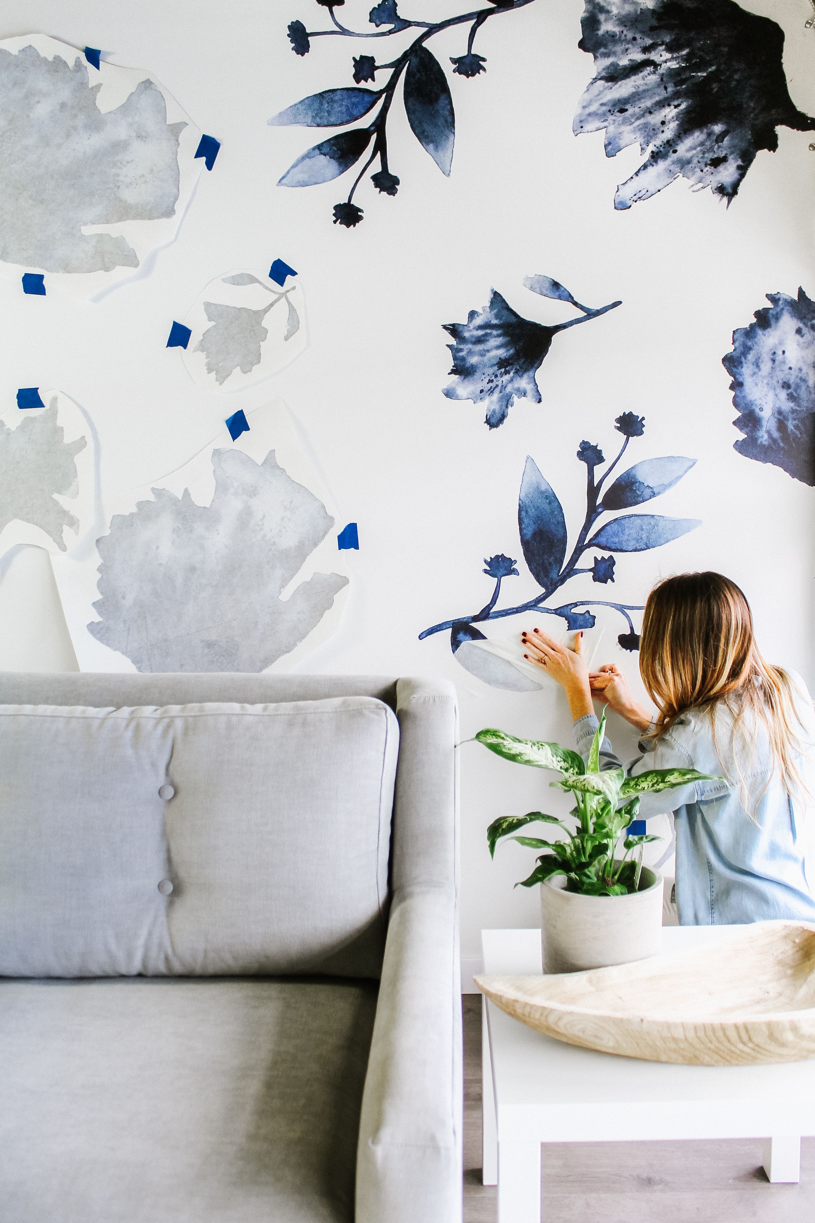 Flower Wallpaper Bedroom Blue , HD Wallpaper & Backgrounds