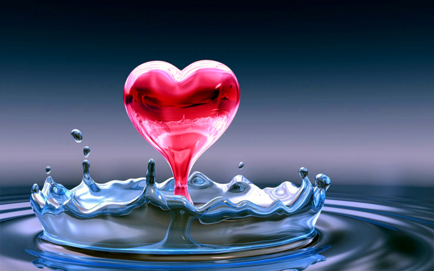 Blue Water And A Pink Love Heart - Mooie Achtergronden , HD Wallpaper & Backgrounds
